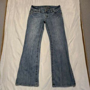 American Eagle Womens 6 Reg Stone Washed Flared Boot Jeans Low Rise Pockets